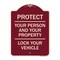 Signmission Protect Your Person & Your Property Lock Your Vehicle Heavy-Gauge Alum Sign, 24" H, BU-1824-23232 A-DES-BU-1824-23232 - alternate 1